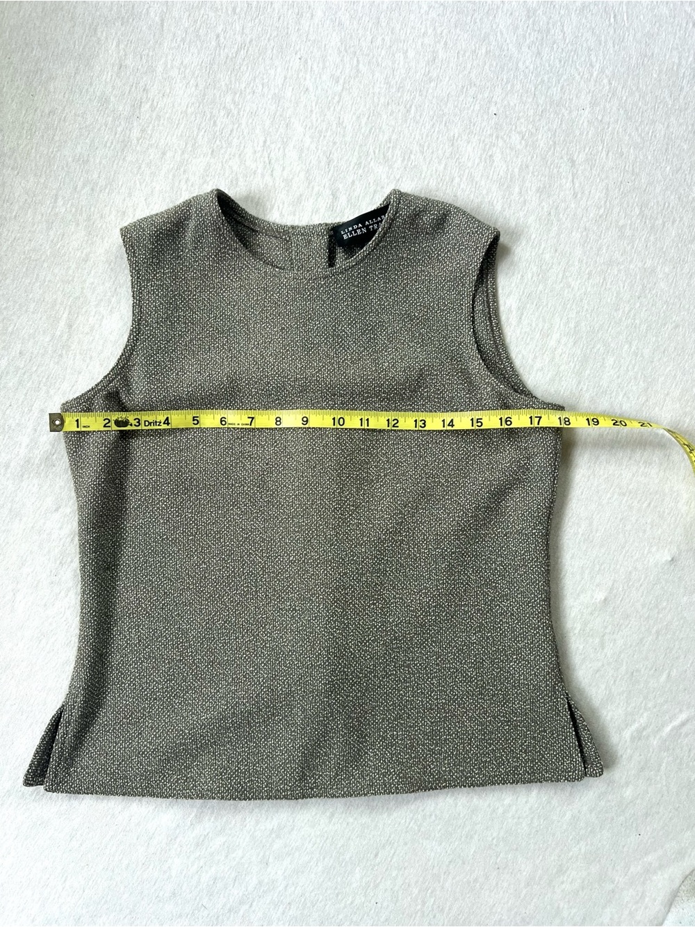 Classic Brown Textured Wool Blend Sleeveless Top Sophisticated Minimalist - Picture 9 of 10